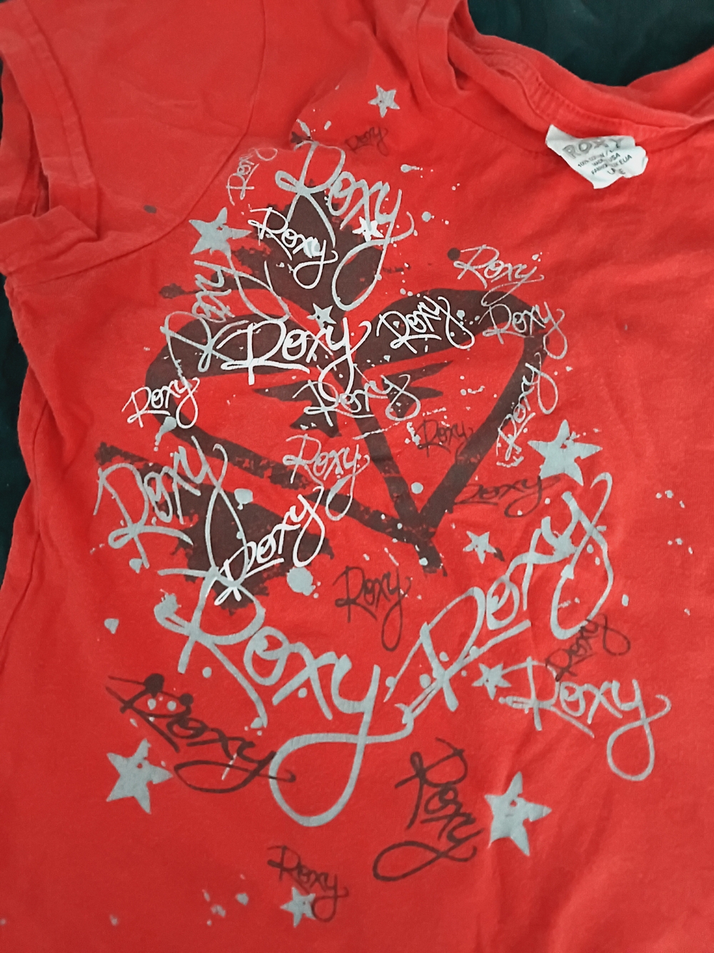 Roxy Red Graphic Girls' Tank with Script Heart